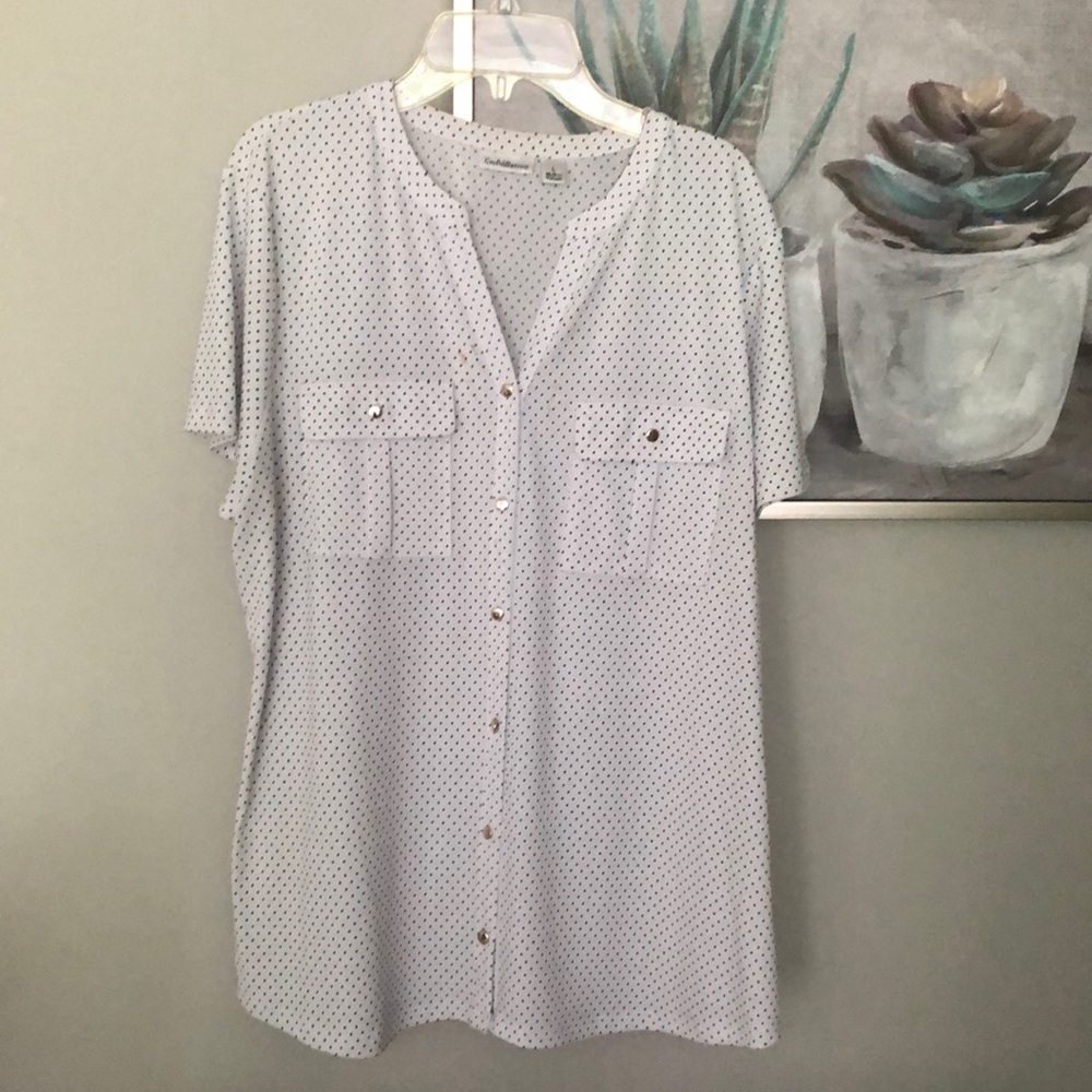 croft & barrow Top Button down Short Sleeve White SZ L